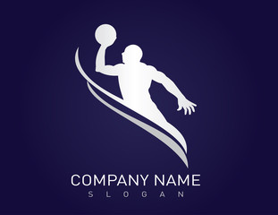 Basketball player logo blue background