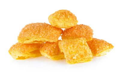 Biscuits butter with sugar on white background