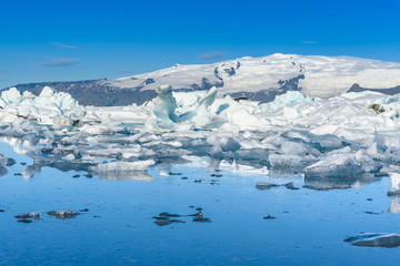 Scenic view of icebergs in glacier lagoon, Iceland
