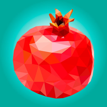 low poly pomegranate vector illustration