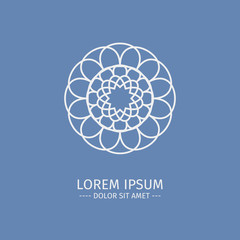 Luxury Logotype. White logotype. Sign in the shape of a flower. Simple geometric logo for boutique.