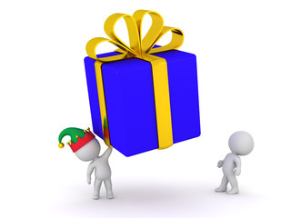 3D Character Holding Up Large Gift