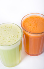 Two glasses of vegetables juice