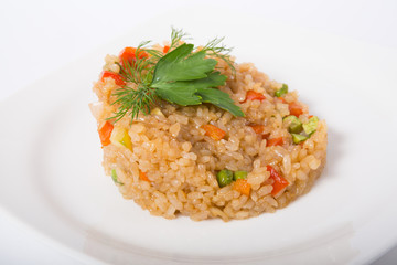 Fried rice on a white plate