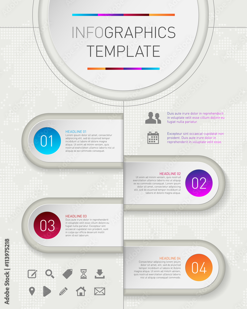 Poster info graphic frames and background for text and icons