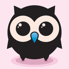 Round funny owl, cute owl, minimalistic picture, illustration for children, vector art