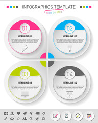 Infographic step by step background with set of icons