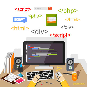 Web developer or programmer concept illustration.
