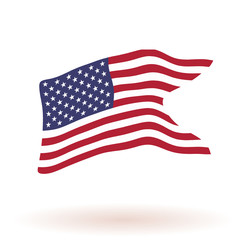 Illustration of a waving flag of the United States of America. Independence Day
