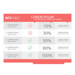 Obraz premium Infographics template, options, steps, rows, column, graph. Infographics table background