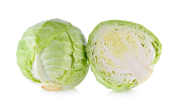 fresh Green cabbage isolated on white background