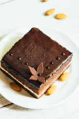 Cake with nuts for breakfast. Tasty and healthy.