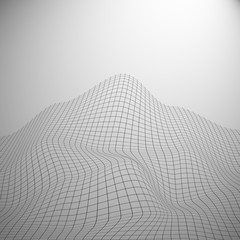 Abstract vector landscape background. Cyberspace grid. 3d technology.