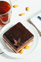 Cake with nuts for breakfast. Tasty and healthy.