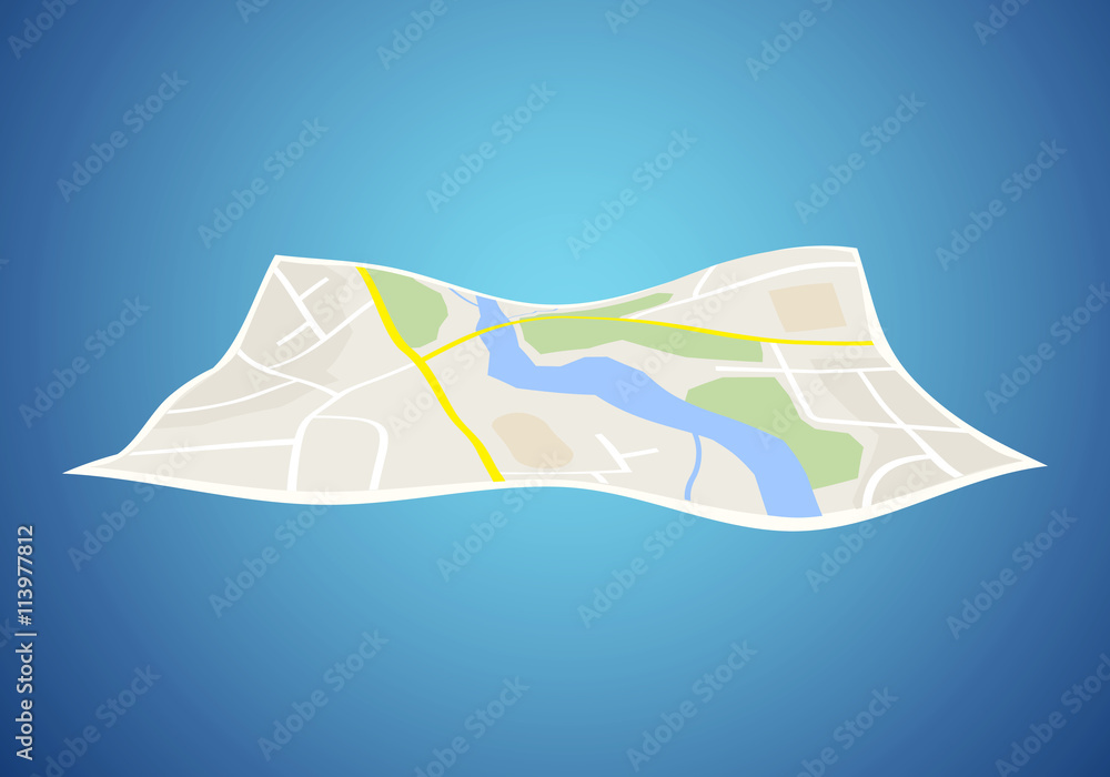 Poster Vector navigation map icon on blue background.