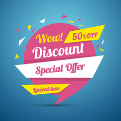 Discount sticker. Special offer vector isolated. Sale limited offer sticker. Sale poster. Vector illustration.