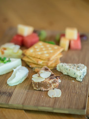 Cream cheese platter with fruits salad