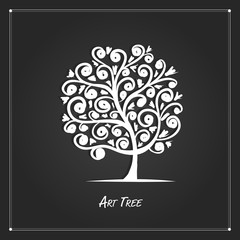 Fototapeta na wymiar Art tree for your design on black background