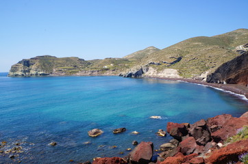 Red beach at Santorini, famous greek island