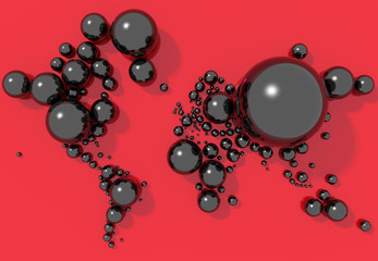 Mappa Terra 3D con sfere e sfondo colorato