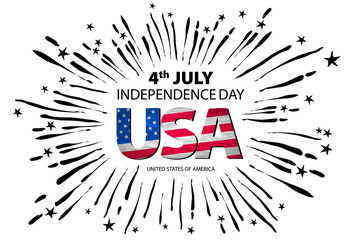 4th of July independence day background. Independence day concept. 4th July independence day with fireworks background. vector