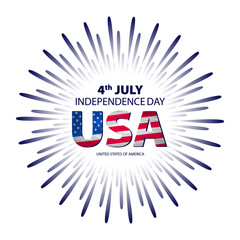Happy 4th July independence day with fireworks background. vector