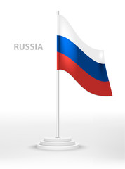 National waving flag of Russia on a pole. vector 3d country national symbol on a white background
