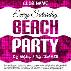 Summer Beach Party Flyer. Disco poster. Vector Illustration