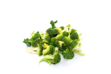 Vegetables raw food : Fresh broccoli isolated on white background & space for your copy text.

