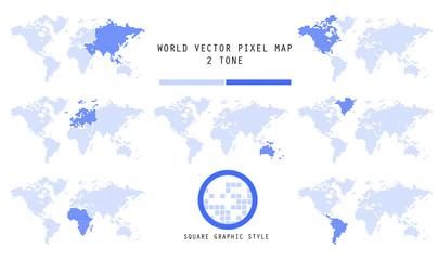 Fototapeta na wymiar world vector pixel map 2 tone colour