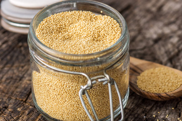 Raw Organic Amaranth Grain on wooden background