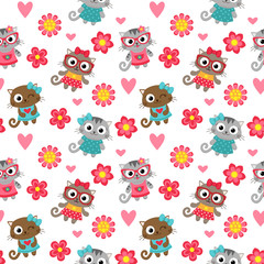 Obraz premium Seamless pattern with cute cartoon cats