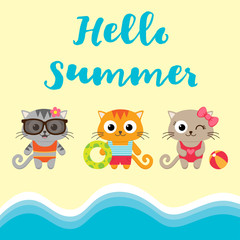 Summer vacation card with kittens