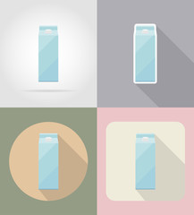 milk packaging drink and objects flat icons vector illustration