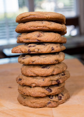 Fototapeta na wymiar Stack of Giant Chocolate Chip Cookies