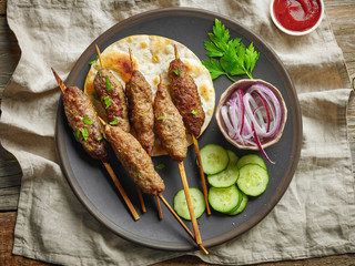 grilled minced meat skewers kebabs