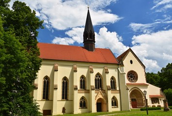 Fototapeta premium Porta Coeli. Gothic portal of the Romanesque-Gothic Basilica of the Assumption of the Virgin Mary, Czech Republic, built in 1230