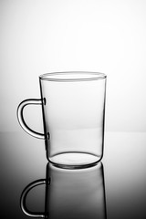 Empty Tea cup on a white gradient background