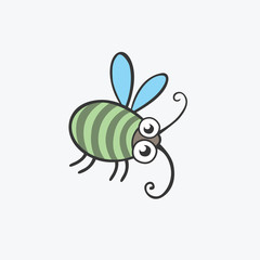 funny green beetle. Flat icons for your design