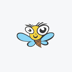 Friendly bee, funny illustration for your design. Flat icon