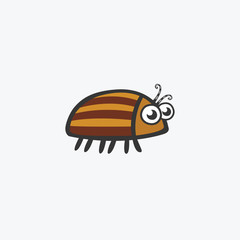 Funny Colorado potato beetle. Flat Vector icons for your design