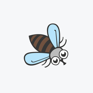 Funny vector icon fly. Flat Illustration for your design