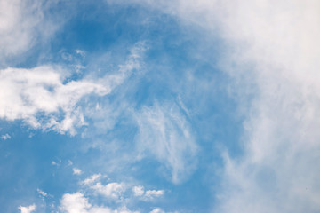 Fantastic soft white clouds blue sky.