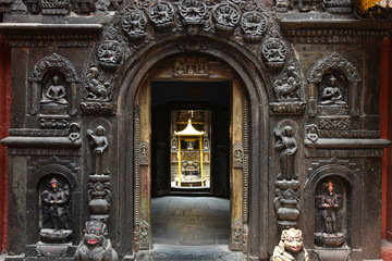 Entrance to the golden temple  Kwa Bahal, Patan, Kathmandu, Nepal
