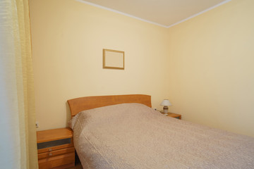 Interior of a bedroom in a motel