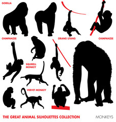 the great animal silhouettes collection - monkeys © kamphi