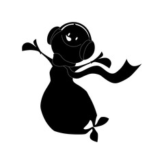 Merry Christmas. Happy snowman silhouette. Vector illustration.