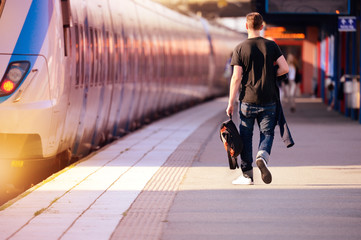 Passengers and commuter train