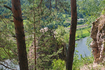 Fototapeta na wymiar The view of the river Sylva from the forty-meter cliff near the