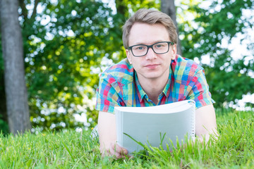 Young man reading